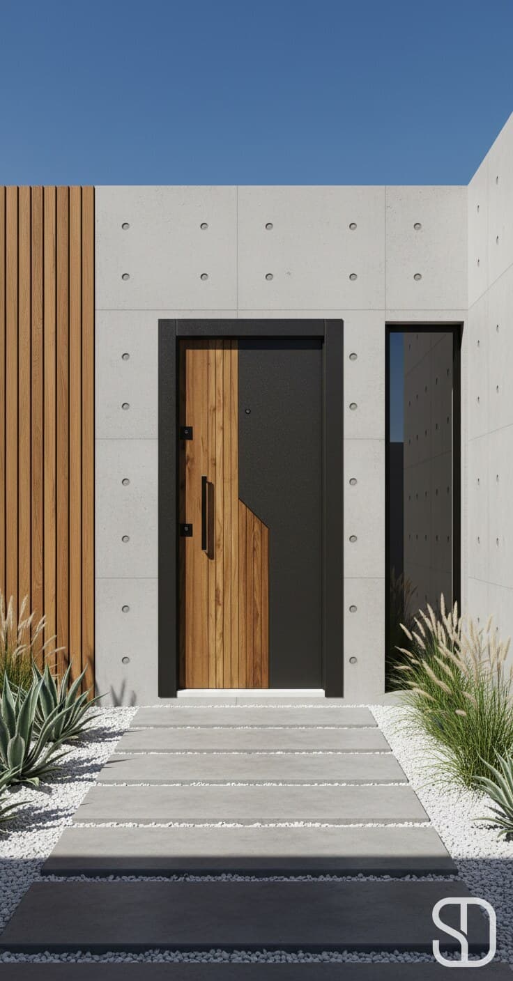 Asymmetric Wood Steel Door