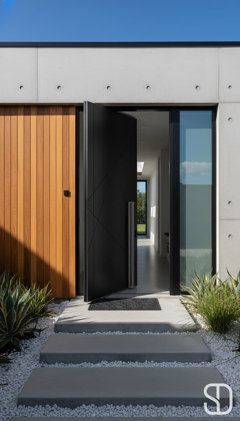 Black Pivot Entry Door
