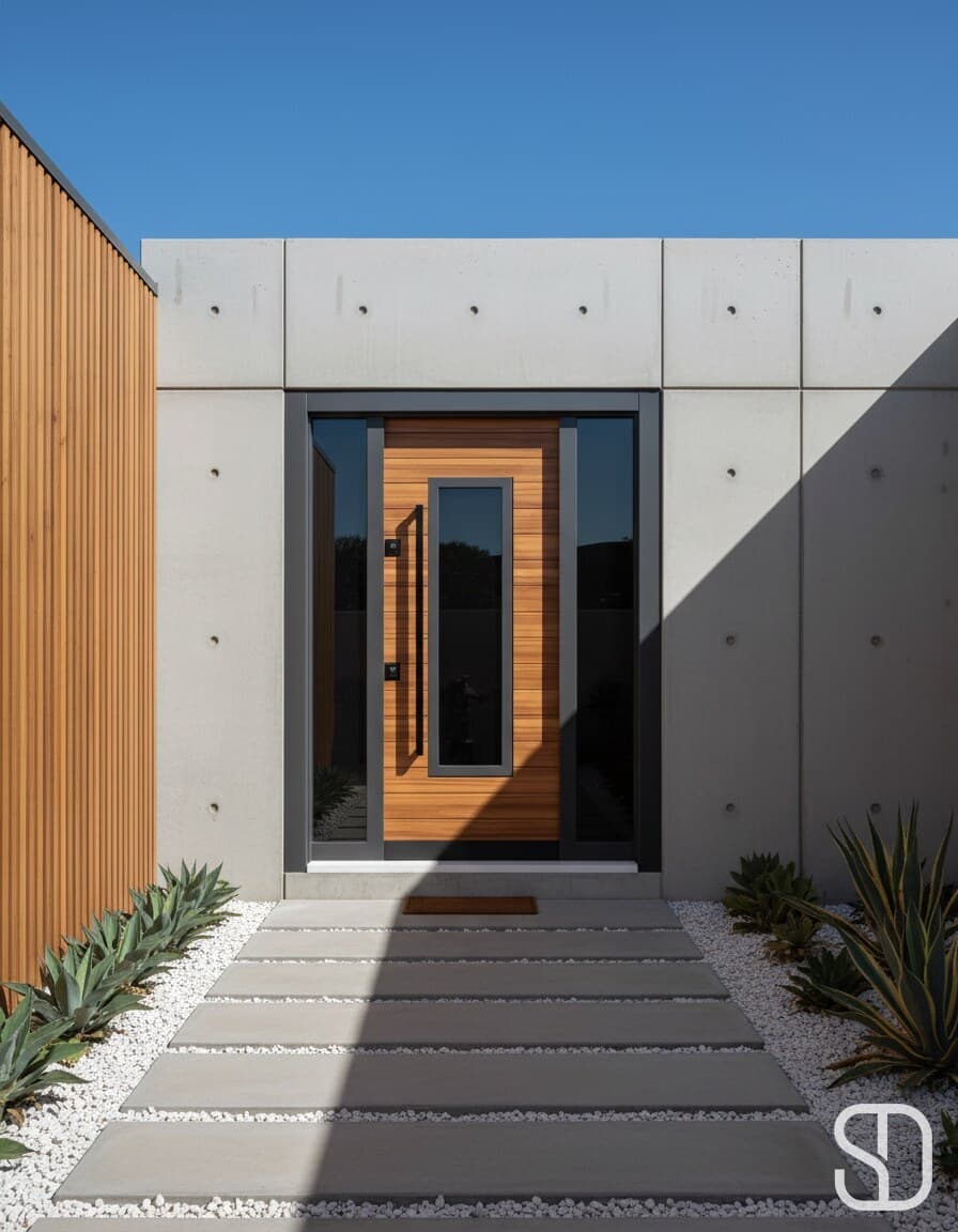 Teak Vertical Glass Door