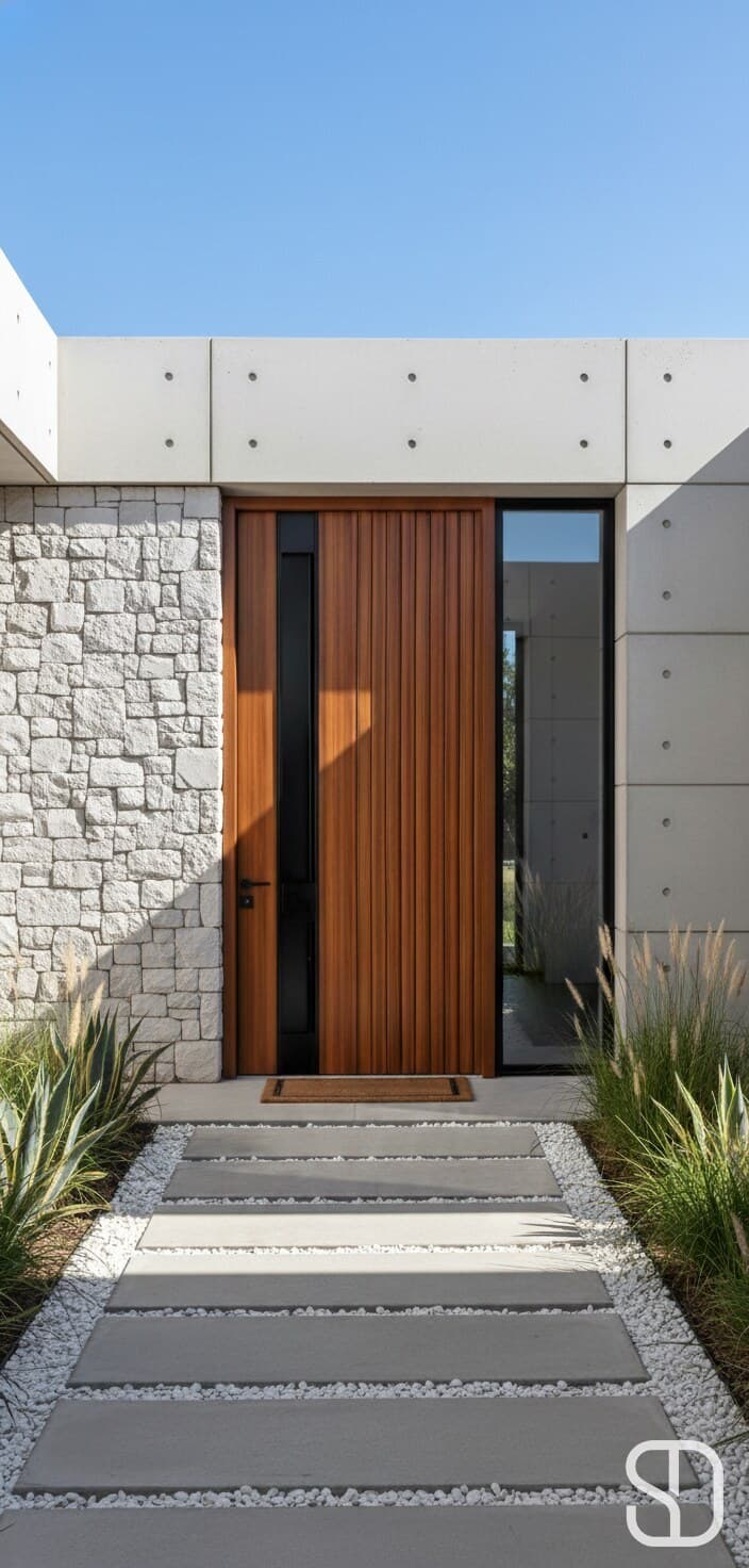 Vertical Teak Vision Door