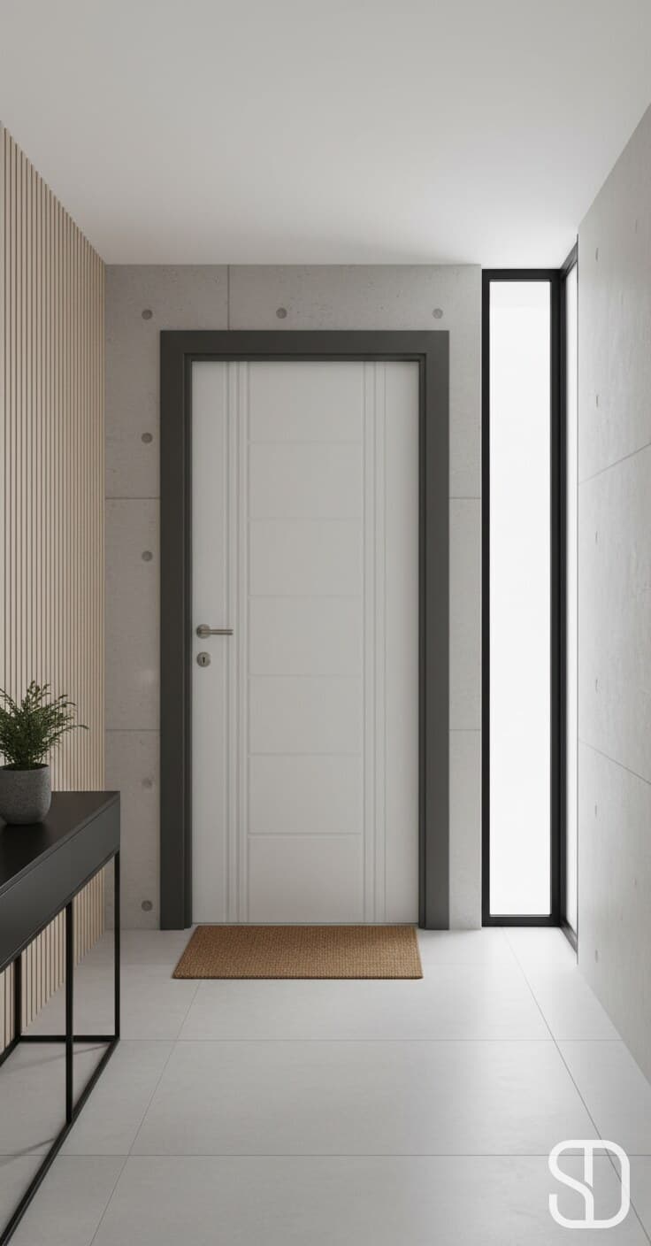 White Linear Interior Door